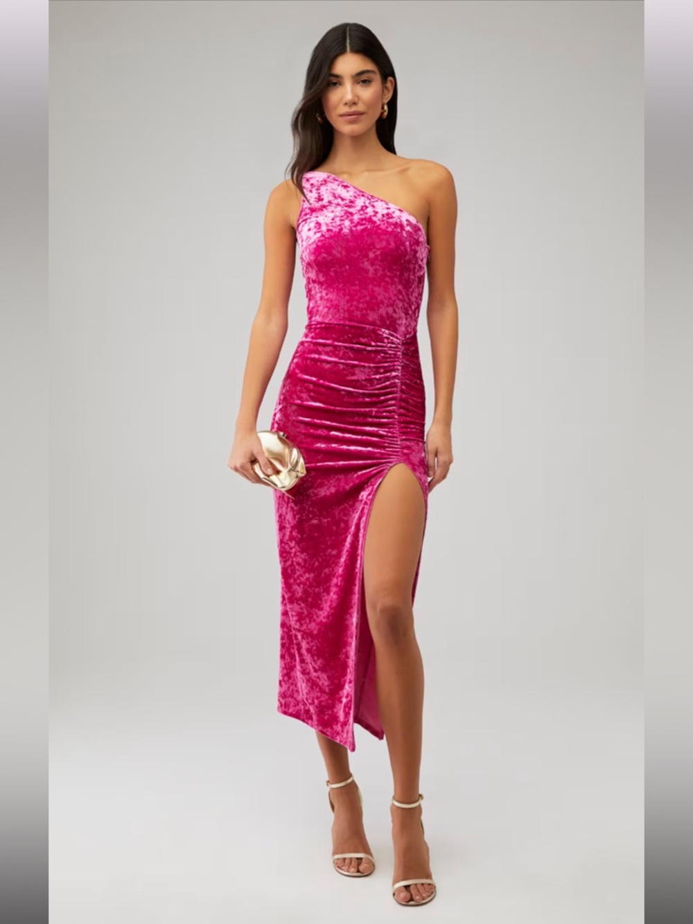 NWT Saylor Women's Niama Velvet Midi Dress in Bubble Gum Pink Size Medium